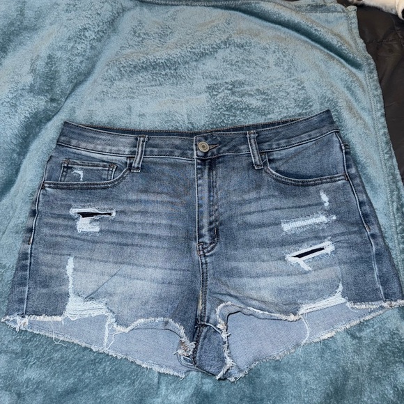 SO Blue Distressed Jean Shorts - Picture 1 of 3